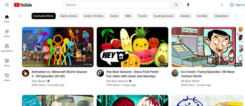 An image featuring the YouTube website homepage screenshot