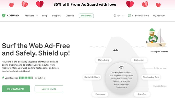 an image with AdGuard homepage