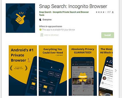 an image with Snap Search browser on google play store