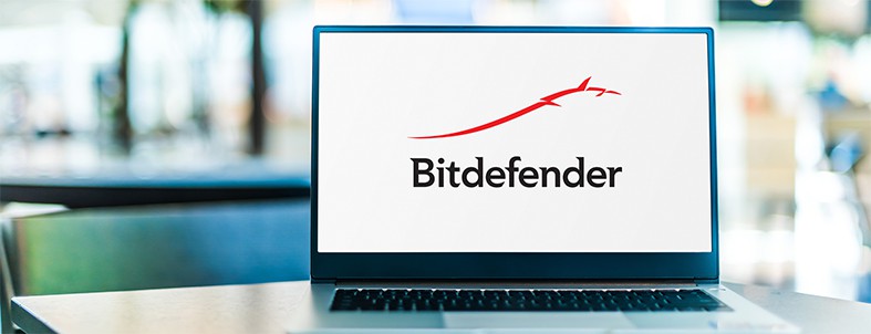 an image with Bitdefender logo on laptop background
