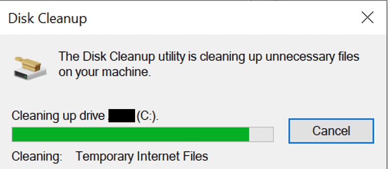 Running Disk Cleanup utility