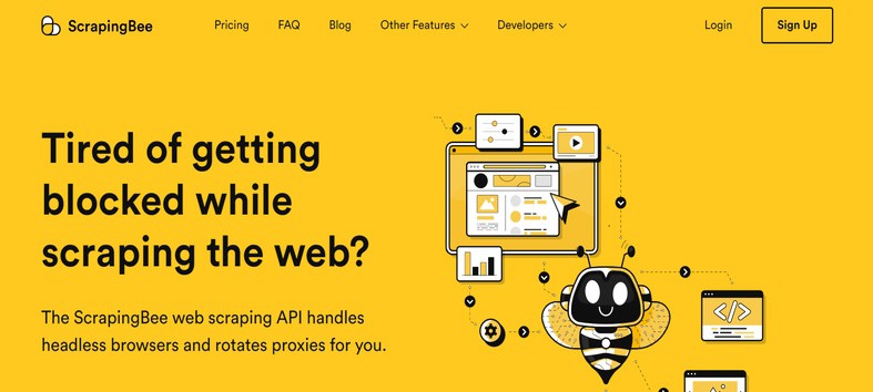 An image featuring the ScrapingBee website screenshot